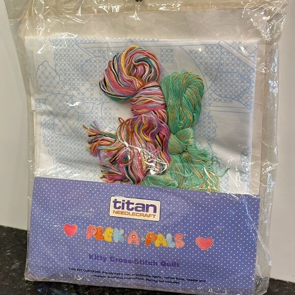 Titan Needlecraft -Peek-A Pals-Kitty Cross Stitch Quit - size 32” x 42” - Picture 6 of 7